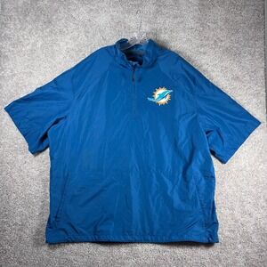 Nike Miami Dolphins NFL Onfield Apparel Pullover Jacket 3XL Blue Short Sleeve